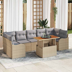 vidaXL Salon de jardin avec coussins 8 pcs Beige et Gris clair Résine tressée