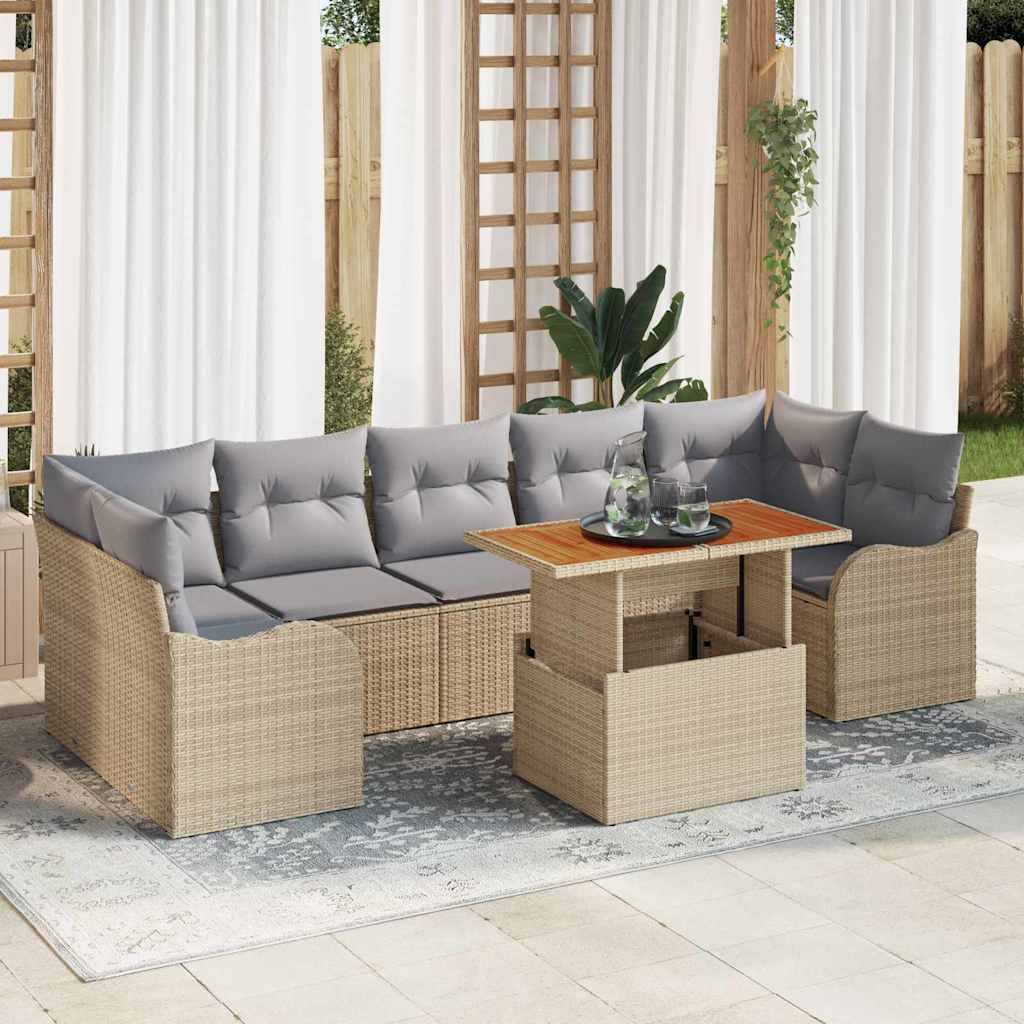vidaXL Salon de jardin avec coussins 8 pcs Beige et Gris clair Résine tressée