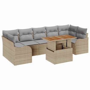 vidaXL Salon de jardin avec coussins 8 pcs Beige et Gris clair Résine tressée