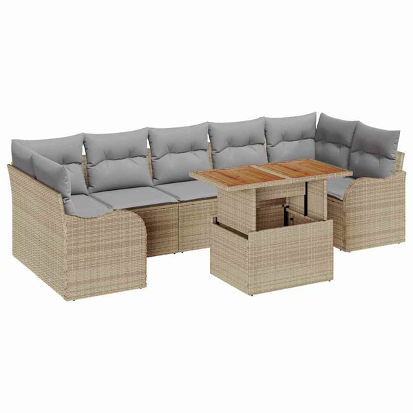 vidaXL Salon de jardin avec coussins 8 pcs Beige et Gris clair Résine tressée