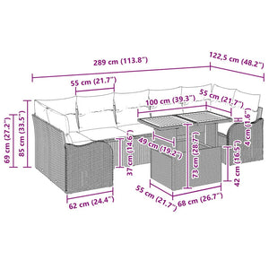 Gartensofa Set Beige Creme Poly-Rattan 8-teilig