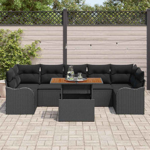 vidaXL Ensemble de canapés de jardin avec coussins 8 pcs Noir résine tressée