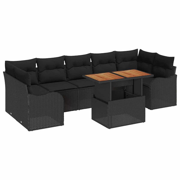 vidaXL Ensemble de canapés de jardin avec coussins 8 pcs Noir résine tressée