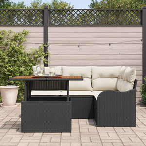 Poly Rattan Gartensofa Set Schwarz Creme