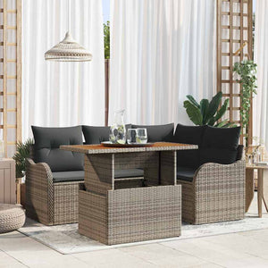 Gartensofa Set Grau Poly Rattan 5-teilig