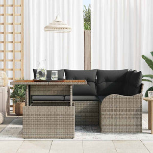 Gartensofa Set Grau Poly Rattan 5-teilig