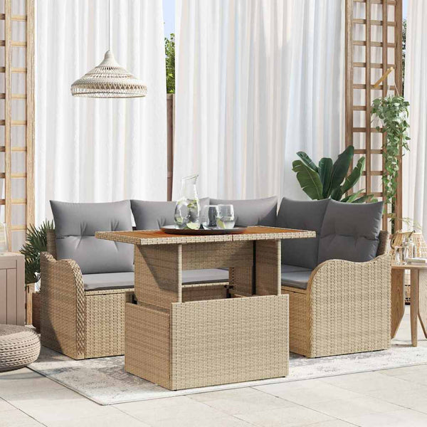 vidaXL Salon de jardin avec coussins 5 pcs Beige et Gris clair Résine tressée