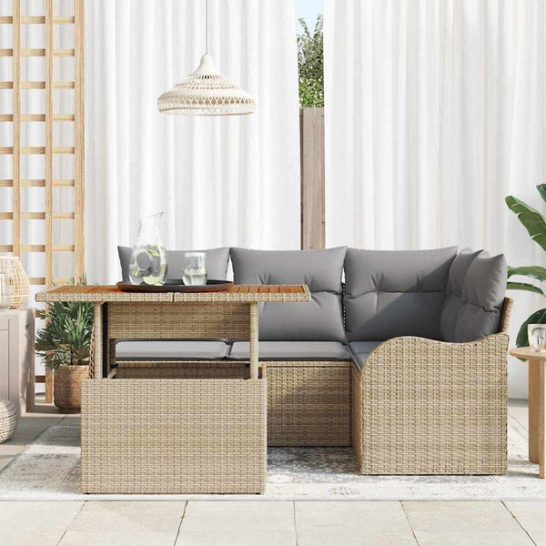vidaXL Salon de jardin avec coussins 5 pcs Beige et Gris clair Résine tressée