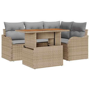 vidaXL Salon de jardin avec coussins 5 pcs Beige et Gris clair Résine tressée
