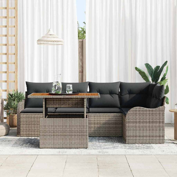 vidaXL Ensemble de canapés de jardin avec coussins 6 pcs Gris Résine tressée