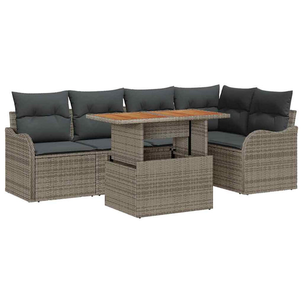 vidaXL Ensemble de canapés de jardin avec coussins 6 pcs Gris Résine tressée