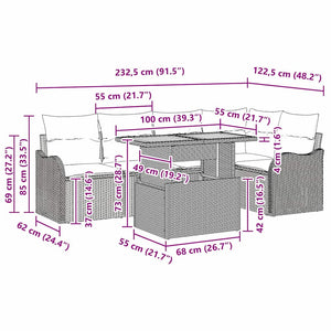 vidaXL Ensemble de canapés de jardin avec coussins 6 pcs Gris Résine tressée
