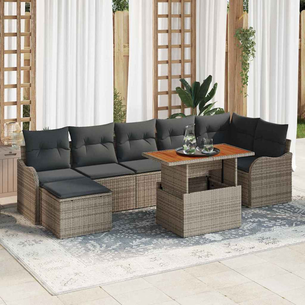 Garten Sofa Set Grau mit Kissen & Stauraum