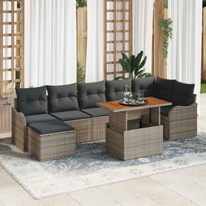 Garten Sofa Set Grau mit Kissen & Stauraum