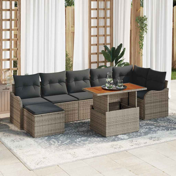 Garten Sofa Set Grau mit Kissen & Stauraum