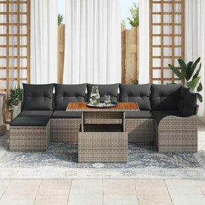 Garten Sofa Set Grau mit Kissen & Stauraum