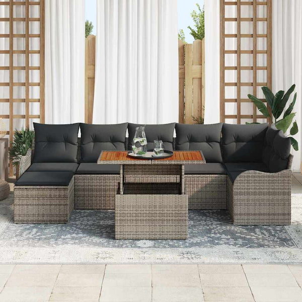 Garten Sofa Set Grau mit Kissen & Stauraum