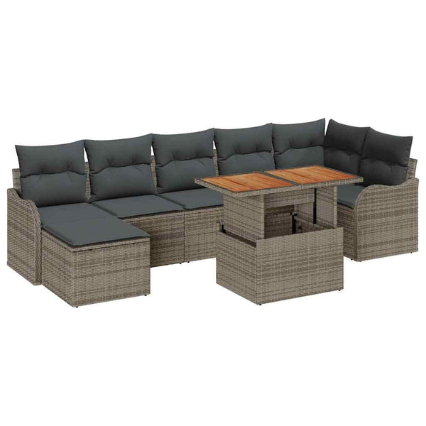 Garten Sofa Set Grau mit Kissen & Stauraum