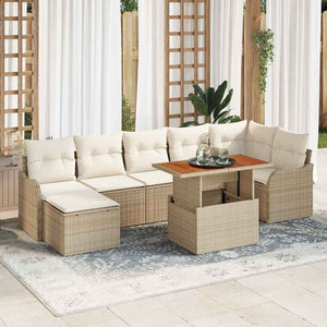 vidaXL Salon de jardin avec coussins avec rangement 8 pcs Beige et crème
