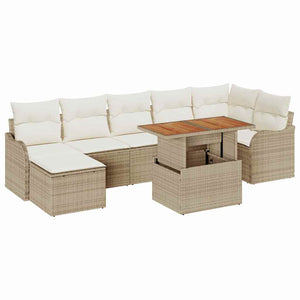 vidaXL Salon de jardin avec coussins avec rangement 8 pcs Beige et crème