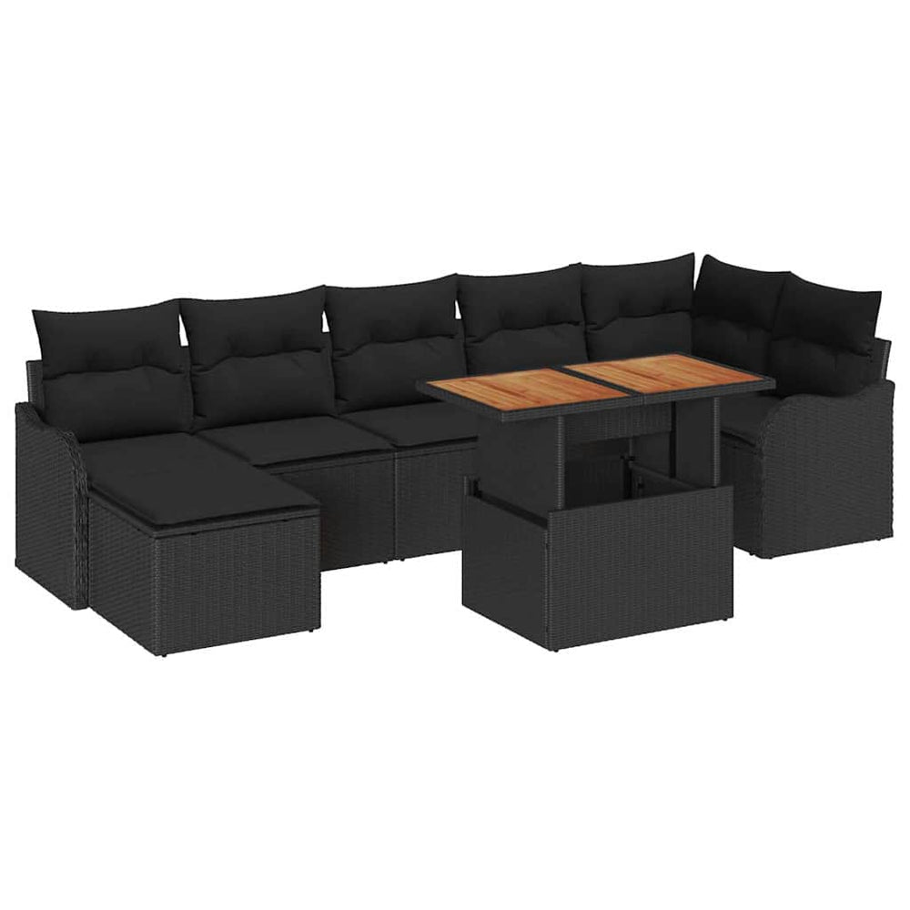 Garten Sofa Set mit Kissen & Stauraum, Schwarz