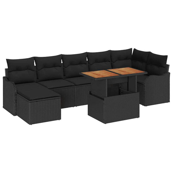 Garten Sofa Set mit Kissen & Stauraum, Schwarz