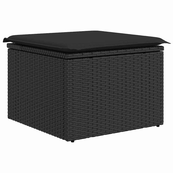 Garten Sofa Set mit Kissen & Stauraum, Schwarz