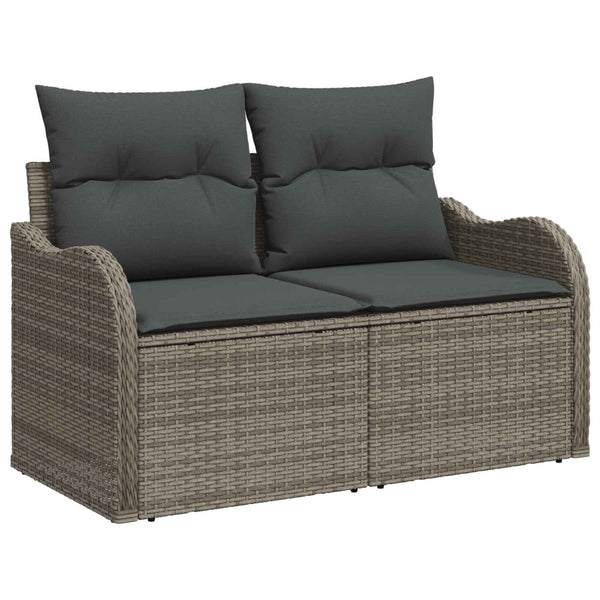 Graues 9-teiliges Garten-Sofa-Set mit Kissen