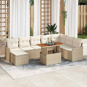 Garten Sofa Set Beige & Creme 9-teilig