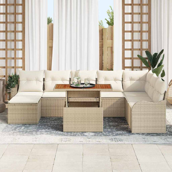 Garten Sofa Set Beige & Creme 9-teilig