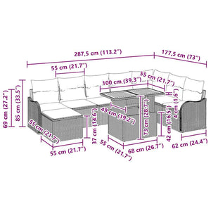 vidaXL Ensemble de canapés de jardin avec coussins de rangement 9 pcs Noir