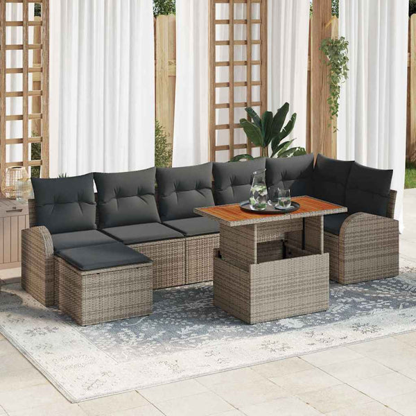 vidaXL Salon de jardin avec coussins 8 pcs Gris