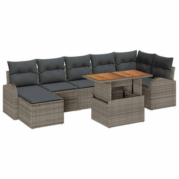 vidaXL Salon de jardin avec coussins 8 pcs Gris