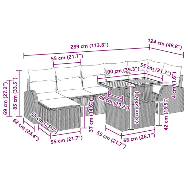 vidaXL Salon de jardin avec coussins 8 pcs Gris