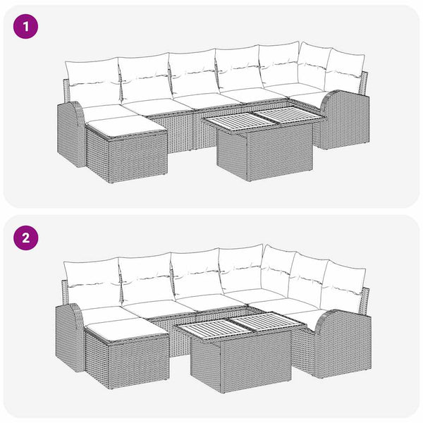 vidaXL Salon de jardin avec coussins 8 pcs Gris