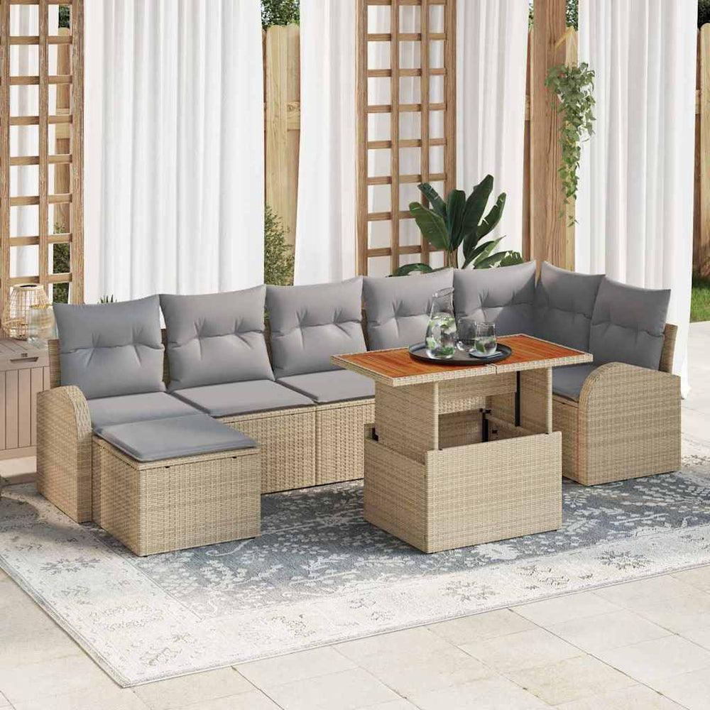 vidaXL Garden Sofa Set with Cushions 8 pcs Beige and Light Gray