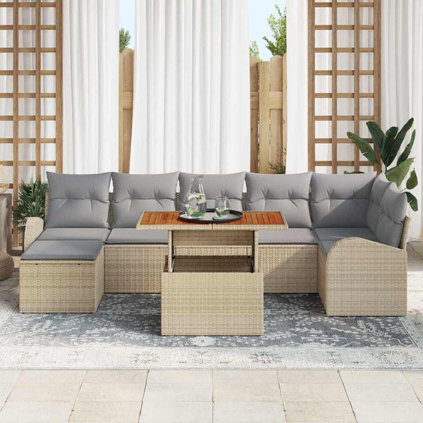 Garten Sofa Set Beige/Hellgrau mit Kissen