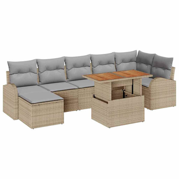 Garten Sofa Set Beige/Hellgrau mit Kissen