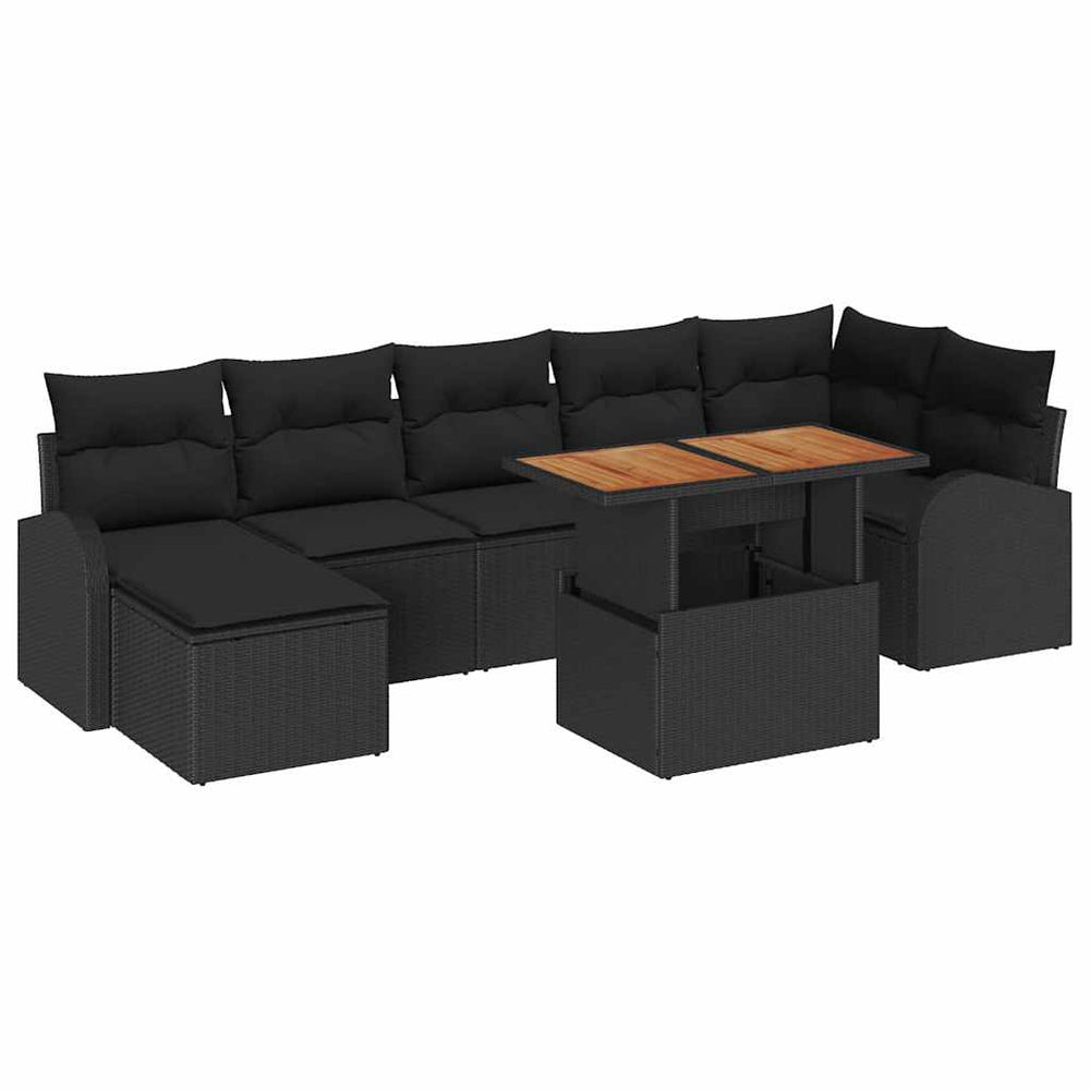 vidaXL Garden Sofa Set with Cushions 8 pcs Black