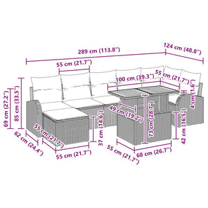 Garten Sofa Set Schwarz mit Kissen, 8-teilig