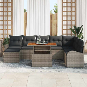 Garten Sofa Set Grau mit Kissen, 9-teilig