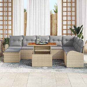 vidaXL Salon de jardin avec coussins 9 pcs Beige et gris clair