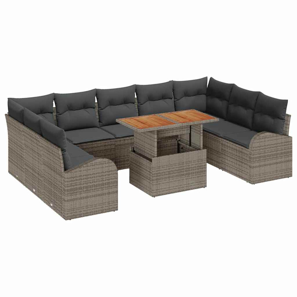 vidaXL Salon de jardin avec coussins 10 pcs Gris