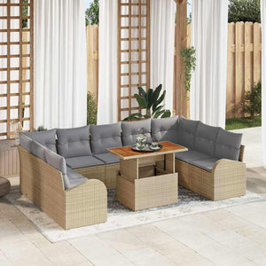 Garten Sofa Set Beige/Hellgrau mit Kissen
