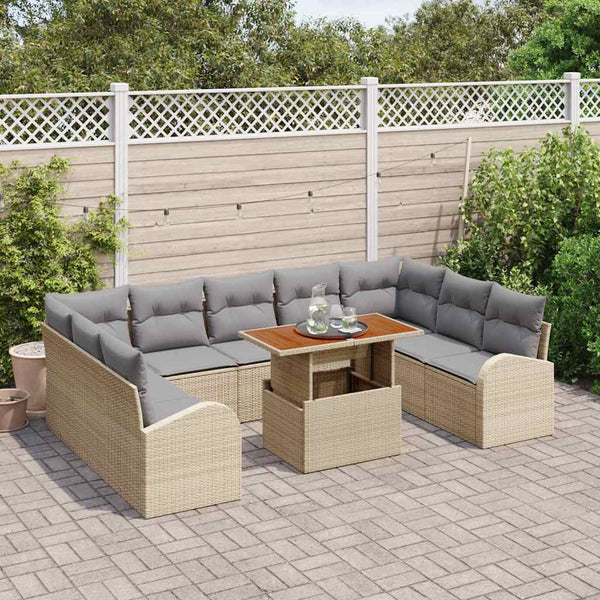 Garten Sofa Set Beige/Hellgrau mit Kissen
