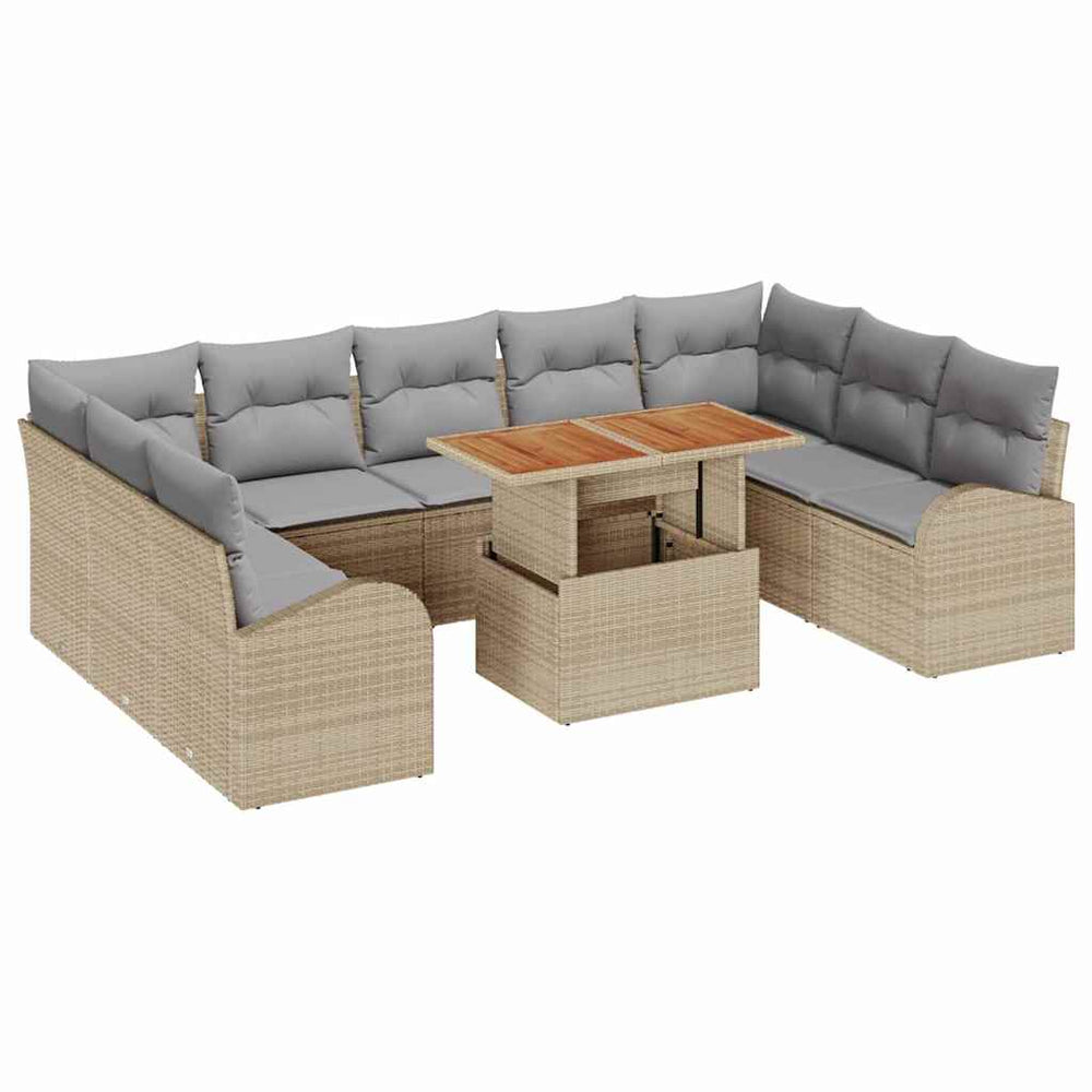 Garten Sofa Set Beige/Hellgrau mit Kissen