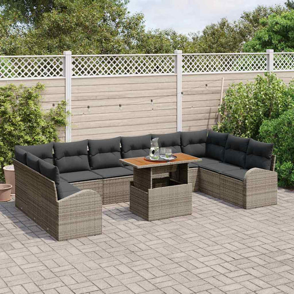 vidaXL Salon de jardin avec coussins 11 pcs Gris