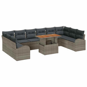 vidaXL Salon de jardin avec coussins 11 pcs Gris