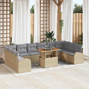 vidaXL Salon de jardin avec coussins 11 pcs Beige et Gris clair