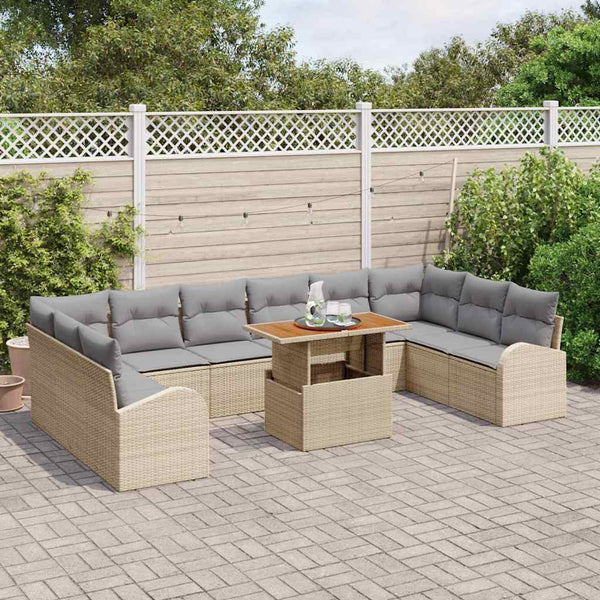 vidaXL Salon de jardin avec coussins 11 pcs Beige et Gris clair